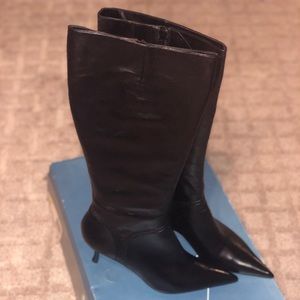 Nine West Leather Boots. Black Knee length boot. 1 & 1/2 inch heels. New in Box